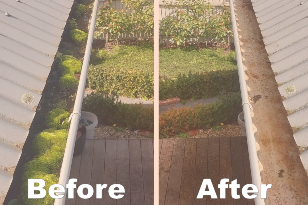 gutter clean before and after